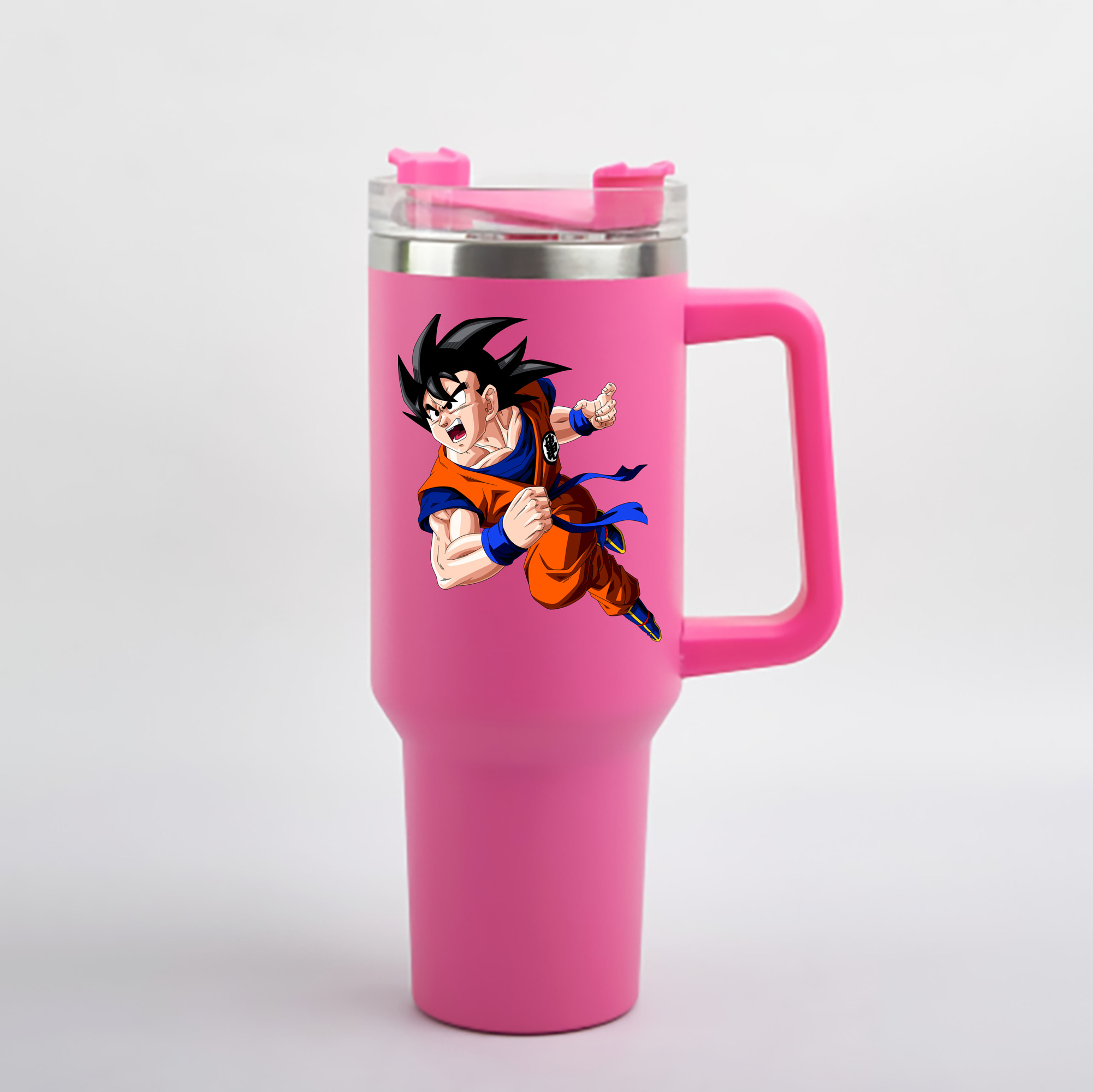 （画像用） ドラゴンボール 孫悟空（そん ごくう）Son Goku カカロット DRAGON BALL Kakarotto 1200mL車用タンブラー - クリスタルステッカー（プラスチックストロー付き）